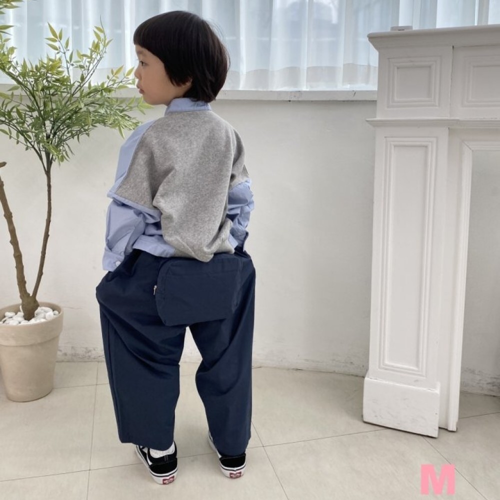 90-140 DM 拼接抽繩潮童襯衫