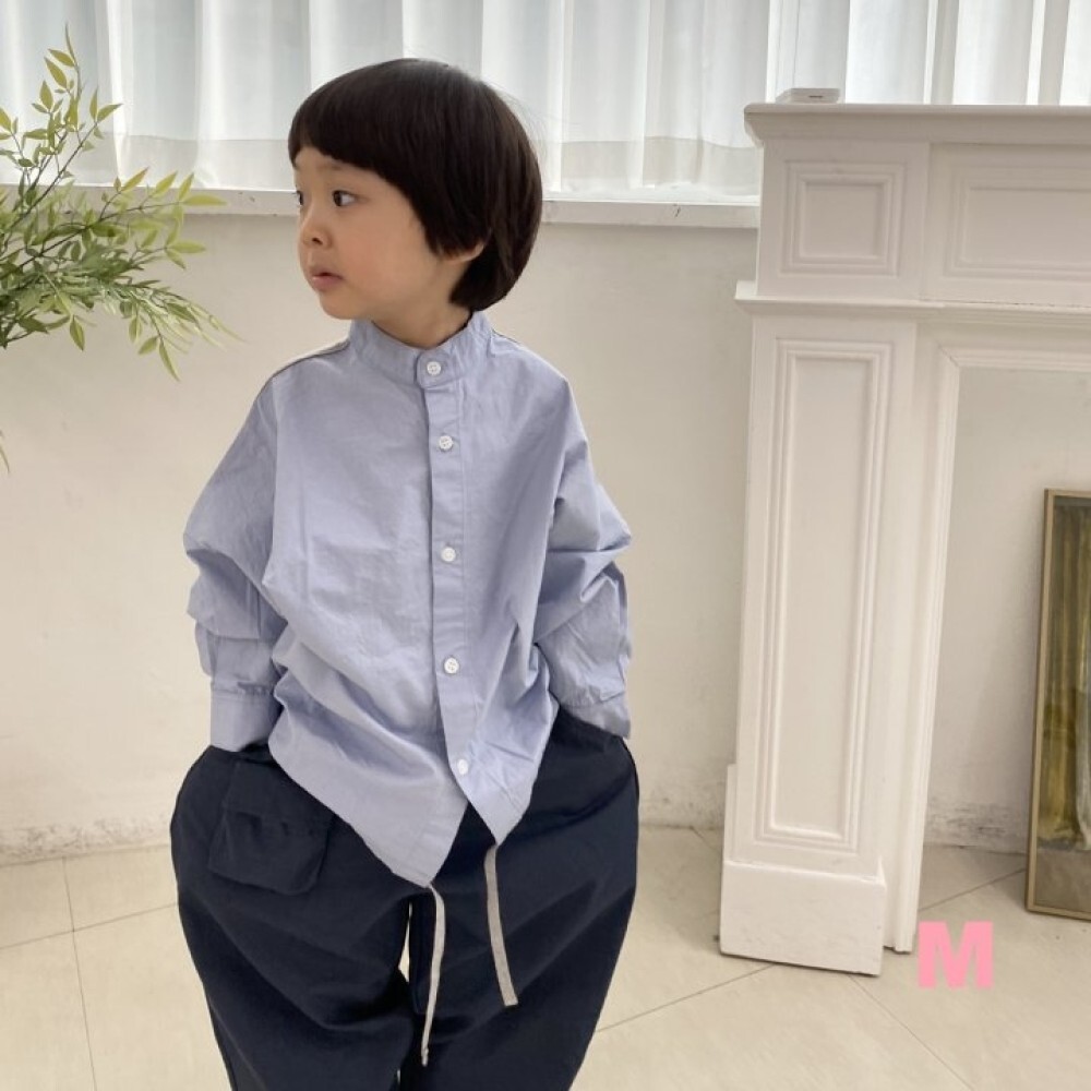 90-140 DM 拼接抽繩潮童襯衫