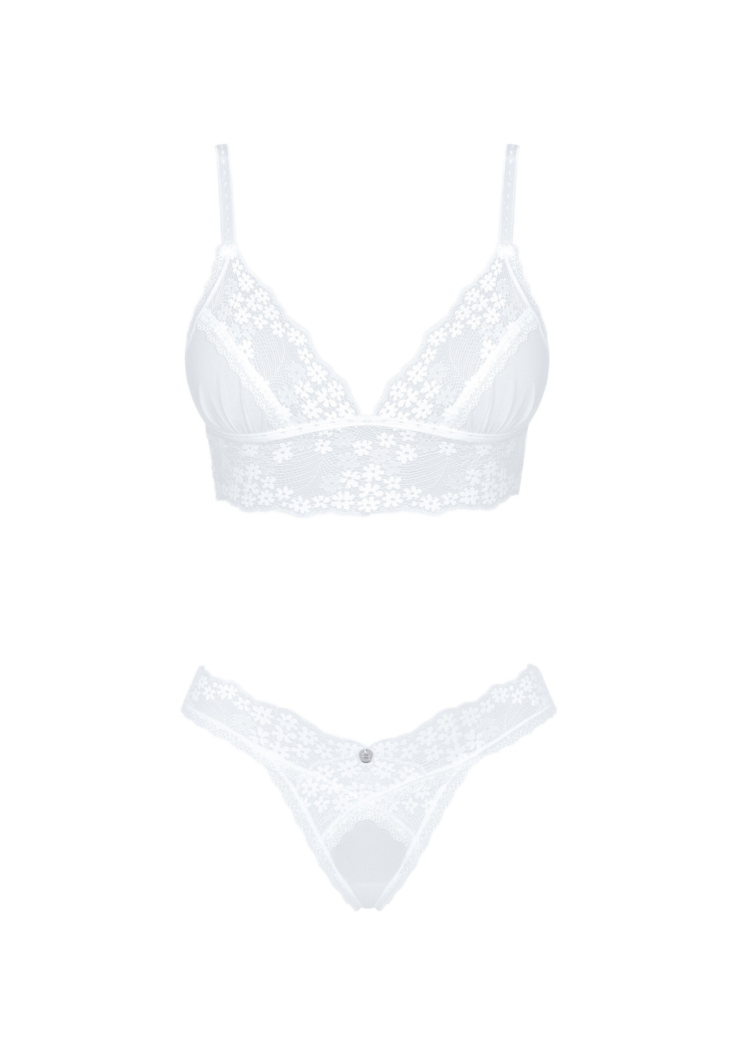 Obsessive - Heavenlly 清純碎花白色蕾絲內衣套裝 - XS/S/M/L/XL/XXL