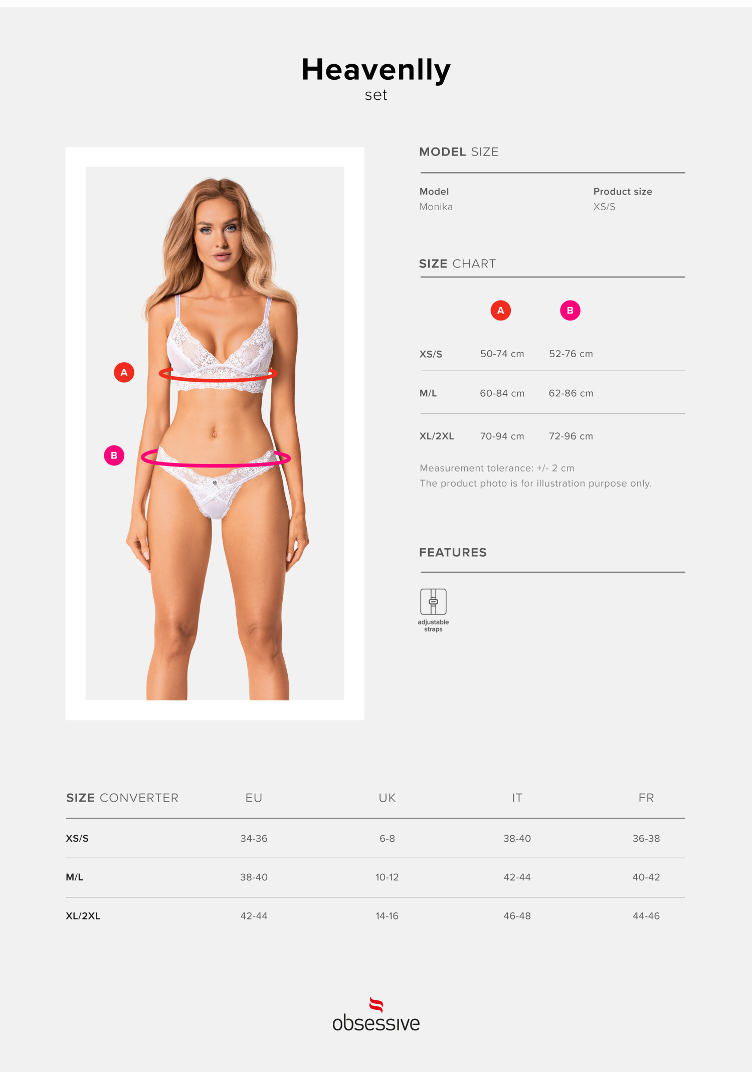 Obsessive - Heavenlly 清純碎花白色蕾絲內衣套裝 - XS/S/M/L/XL/XXL