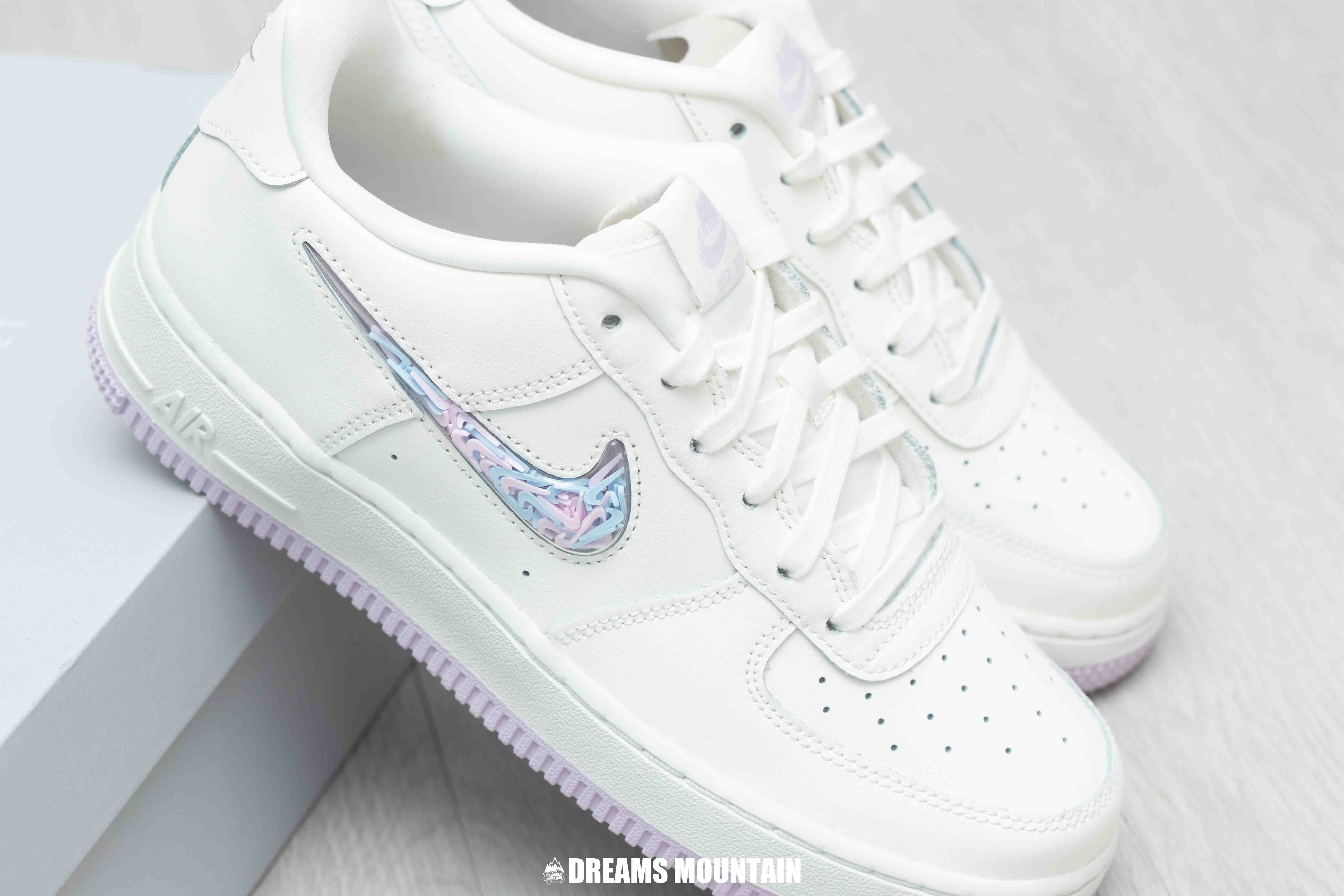 【預訂】 NIKE AIR FORCE 1 奶油白搖搖紫藍剔-GS