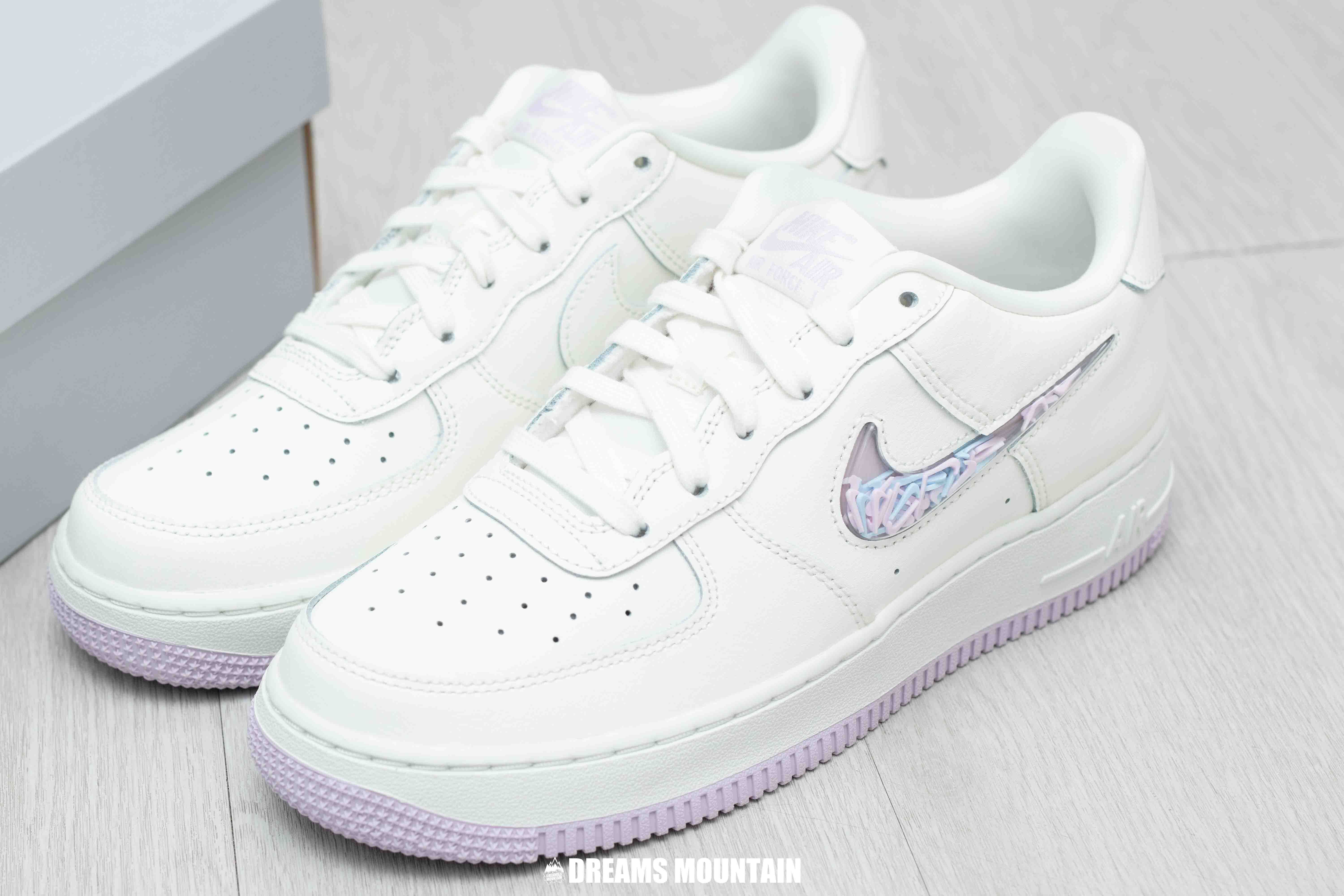 【預訂】 NIKE AIR FORCE 1 奶油白搖搖紫藍剔-GS