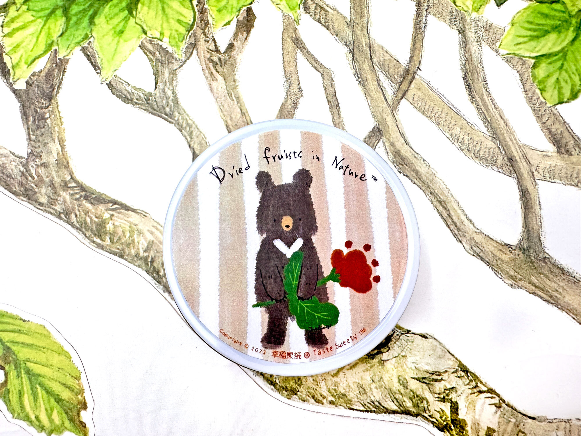 花朵熊金屬小圓盒小巧水果乾