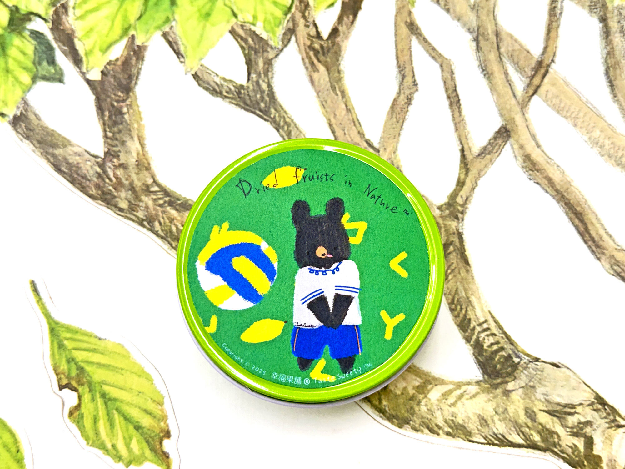 排球熊金屬小圓盒小巧水果乾