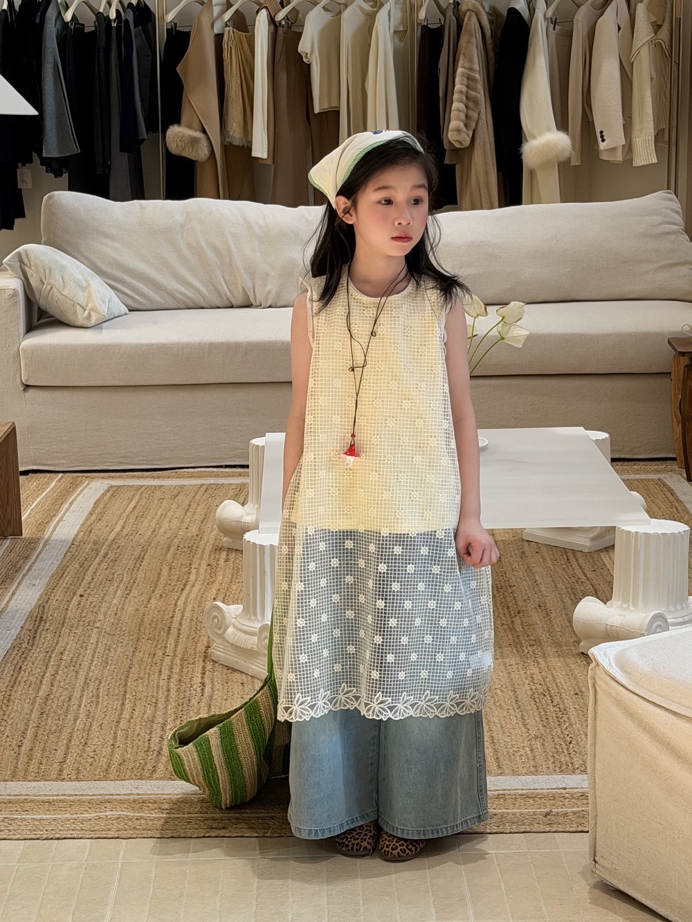 清新感內搭背心+鏤空罩衫背心裙