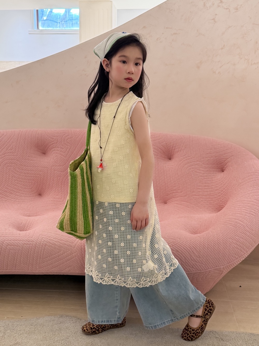 清新感內搭背心+鏤空罩衫背心裙