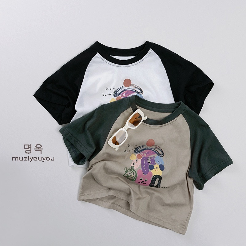 塗鴉感拼袖上衣