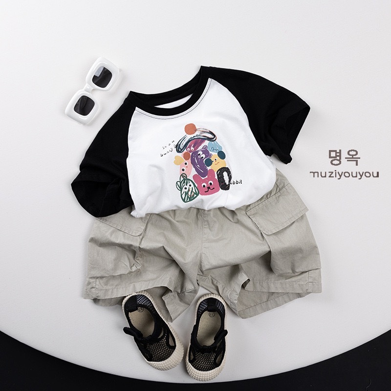 塗鴉感拼袖上衣