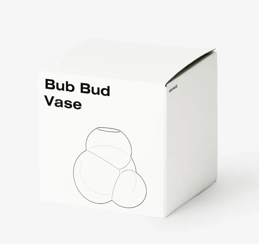 Talbot & Yoon-bub bud 花瓶，白底乾淨的簡單包裝，有產品圖案一目了然