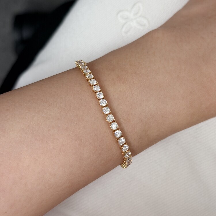 經典四爪鑲嵌渾身鑽石手鏈- 4.376ct