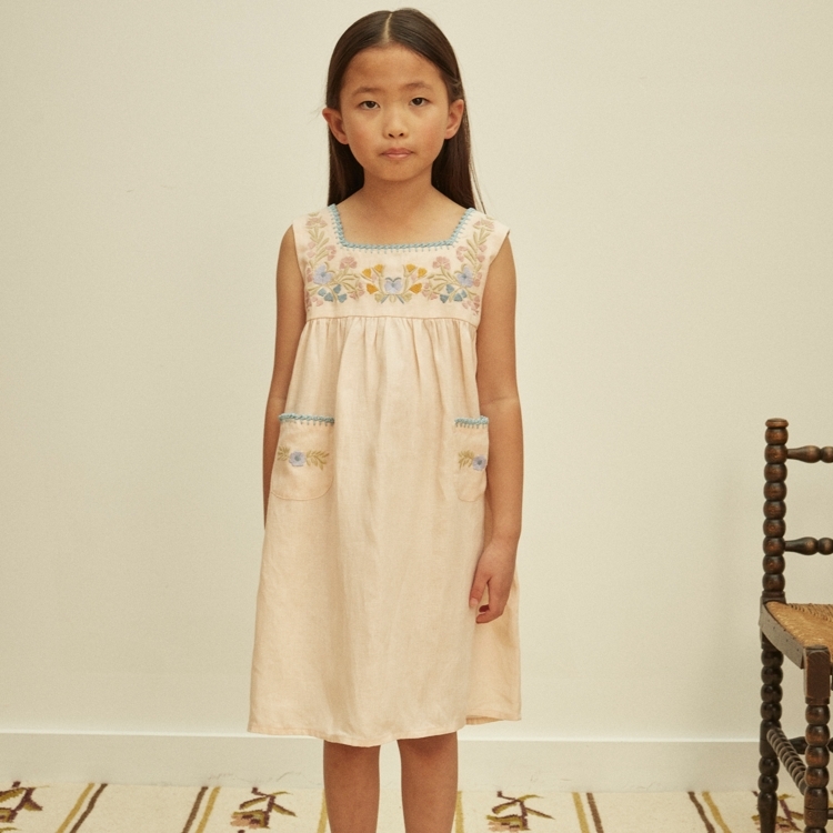 Apolina 甜美花卉方領無袖洋裝 TABITHA DRESS - BLUSH