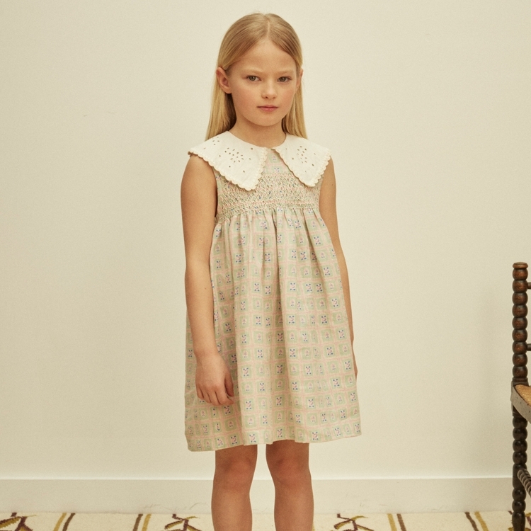 Apolina 優雅玫瑰大領片無袖洋裝 CORNELIA S/L SMOCK DRESS - ROSEPANEL MINT