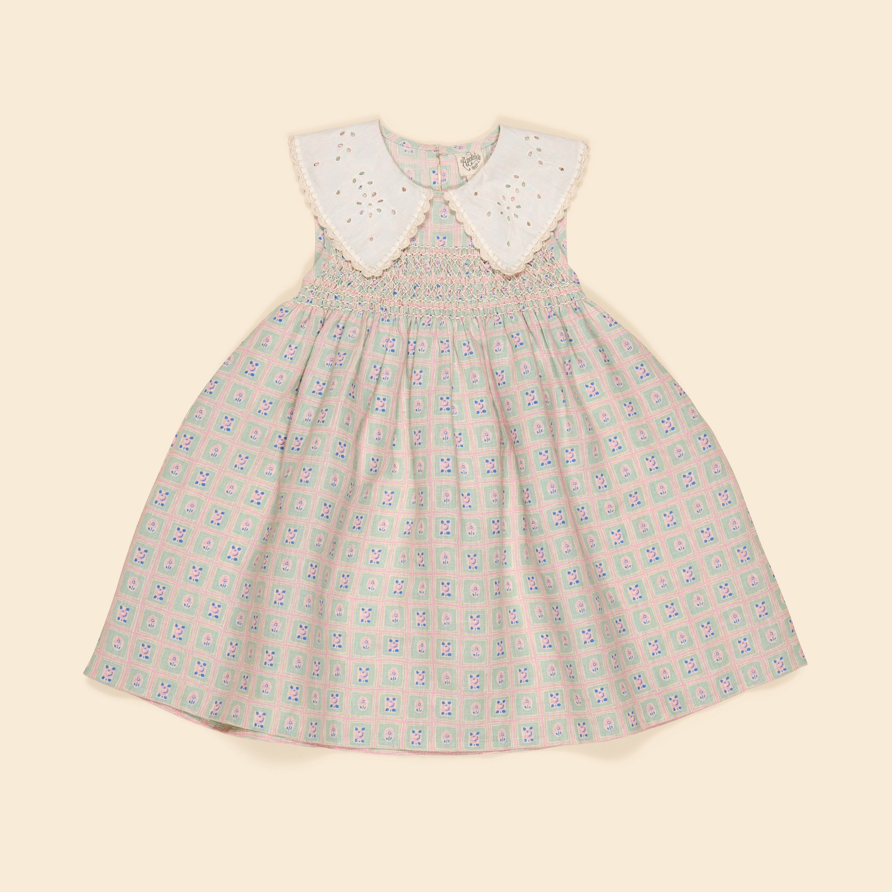 Apolina 優雅玫瑰大領片無袖洋裝 CORNELIA S/L SMOCK DRESS - ROSEPANEL MINT