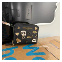 [S] KARL LAGERFELD BLACK/GOLD L5GN06EI-BGD JACQUELINE WALLET BAG, 198913917154 (SKL1526)