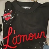 [S] KARL LAGERFELD BLACK LAMOUR EMBELLISHED SWEATER, L5ZSS765-BLK (SKL1530)