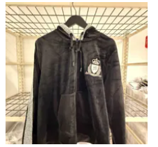 [S] KARL LAGERFELD BLACK CO-ORD VELOUR RHINESTONE TRACK JACKET, L5ZE7B75-BLK (SKL1532)