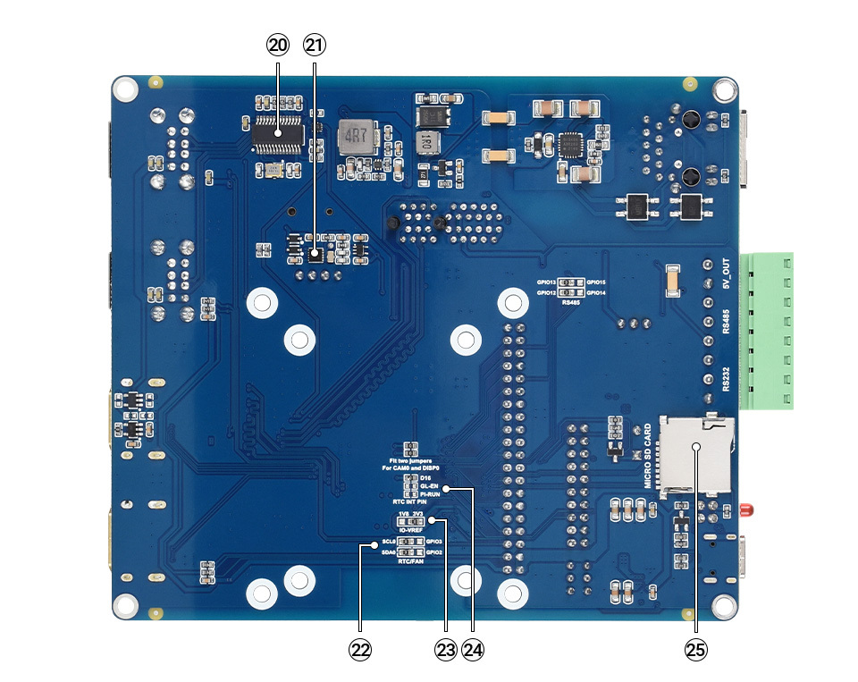 樹莓派 CM4 I/O 擴充底板 - B型/支援PoE,硬體介紹,背面