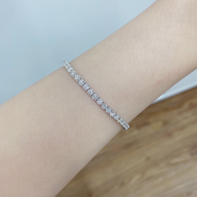 經典四爪鑲嵌渾身鑽石手鏈-6.012ct(平均十份)