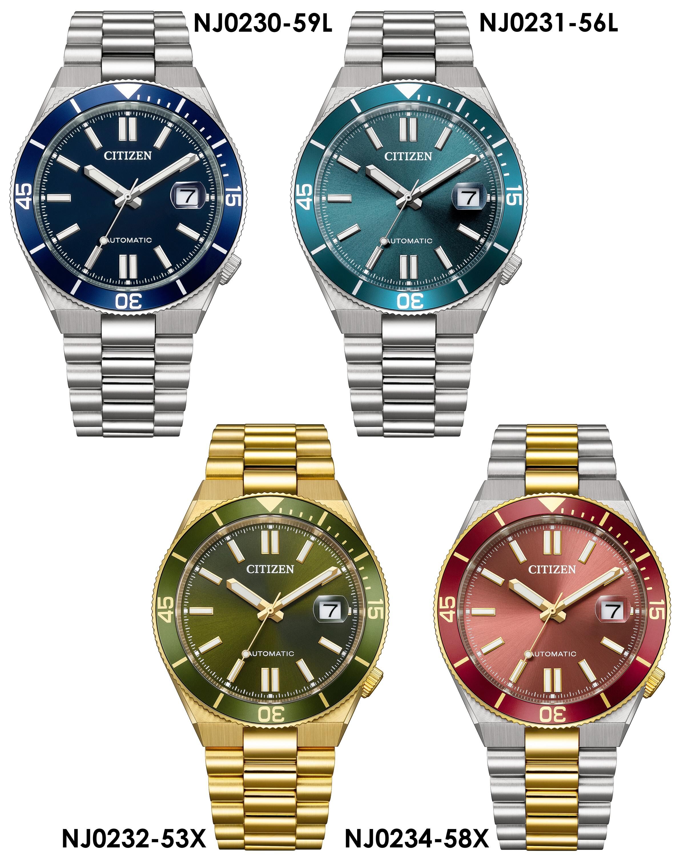 Citizen Tsuyosa Shore models collection Automatic Mechanical Stainless Steel strap watch NJ0230-59L Navy Blue, NJ0231-56L Blue-Green, NJ0232-53X Green Dial, NJ0234-58X Red, 自動機械手錶，不鏽鋼錶帶
