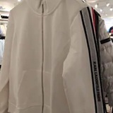 [S] KARL LAGERFELD SOFT WHITE CO-ORD LOGO TAPE TRACK JACKET, L5ZESA13-SW9 (SKL1535)