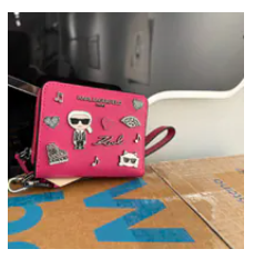 [S] KARL LAGERFELD FUCHSIA L5GNO6EI-FCH SMALL ZIP WALLET WITH PINS, 198913917161 (SKL1536)
