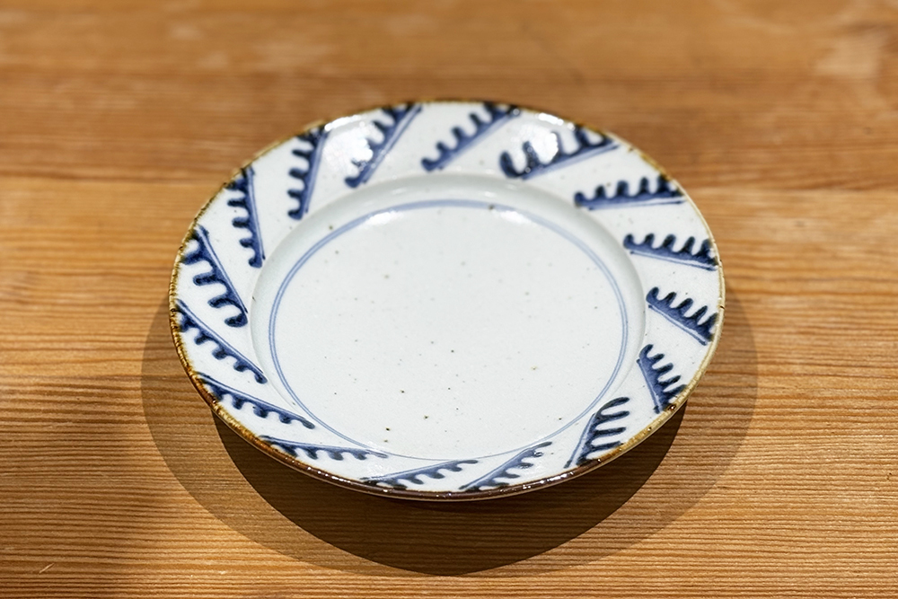 中田窯-吳須-6吋皿 波文