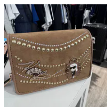 [S] KARL LAGERFELD VICUNA L5GEO4BP-VIC LOURDES SUEDE FLAP CROSSBODY, 198913836141 (SKL1544)