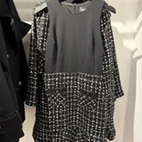 [S] KARL LAGERFELD BLK/SFT WT TWEED CO-ORD DRESS, LD5T0L49-XSF (SKL1546)