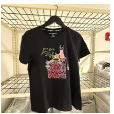 [S] KARL LAGERFELD BLACK/PINK FANCY GIRL TEE, L5WHDB90-BPZ (SKL1547)