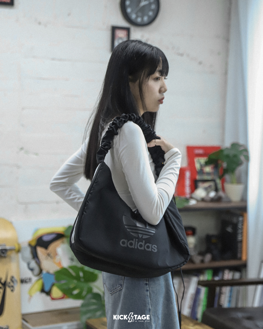 ADIDAS SHLDR BAG 黑色 三葉草 皺褶 雲朵包 斜背包 肩背包【JP0145/JP0144】