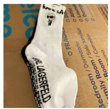 [S] KARL LAGERFELD WHITE/BLACK L5KF8317 EMBROIDERED CREW SOCKS 2-PACK, 198913758337 (SKL1550)