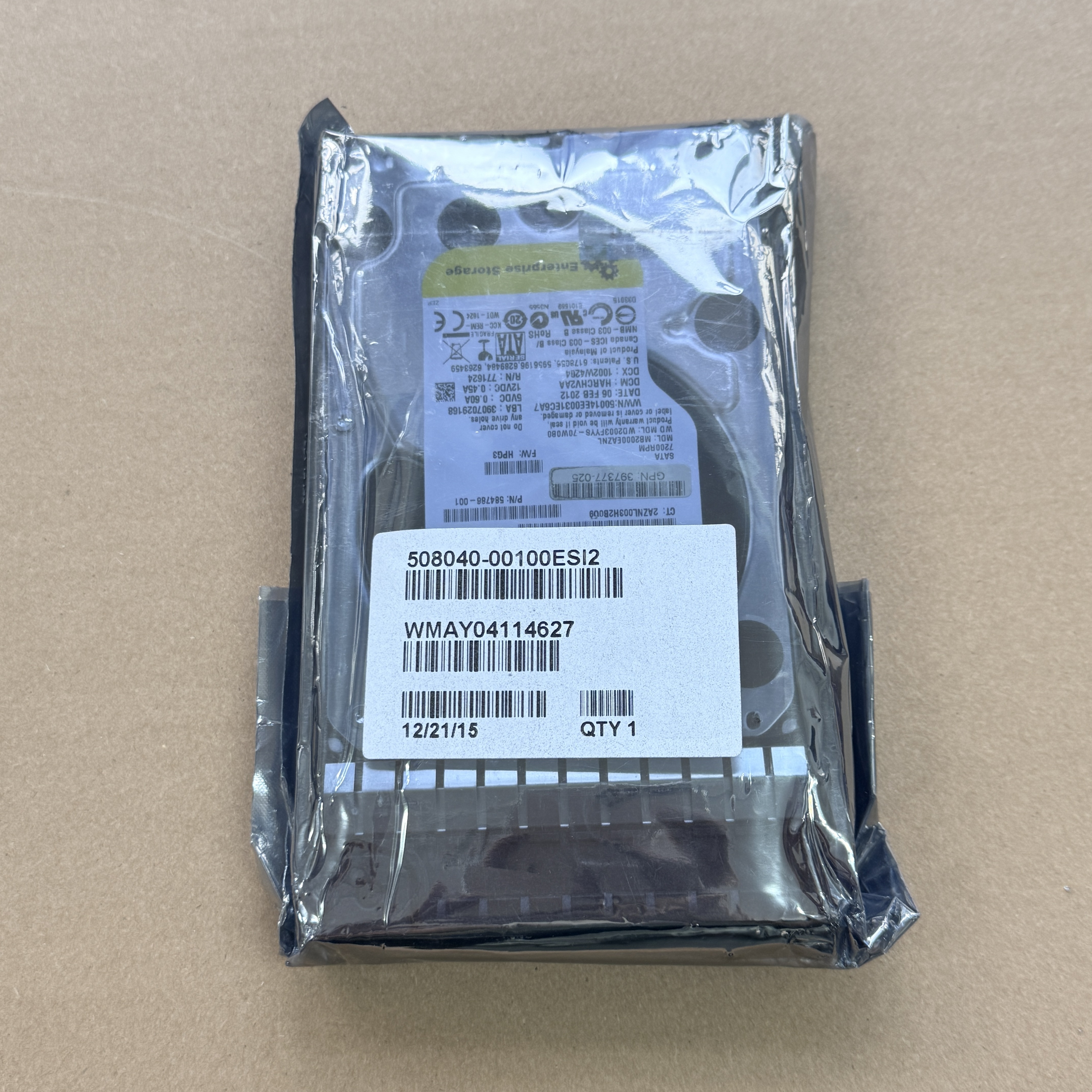 508040-001 COMPAQ 2TB HOT-PLUG SATA HDD 7.2KRPM 3GB (翻新)