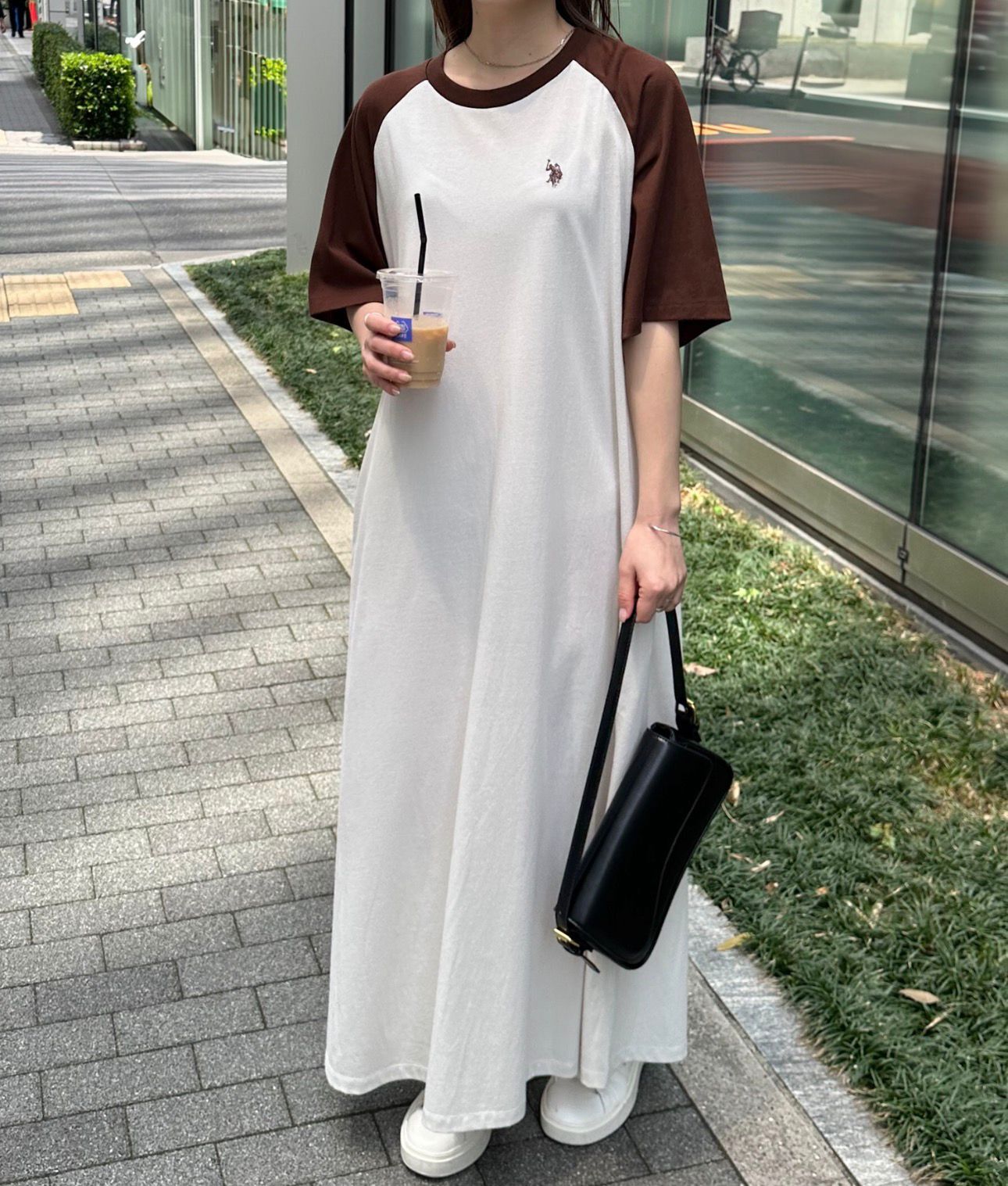 【預購】JN022402 U.S. POLO ASSN. 拼色插肩袖 A-Line 長洋裝