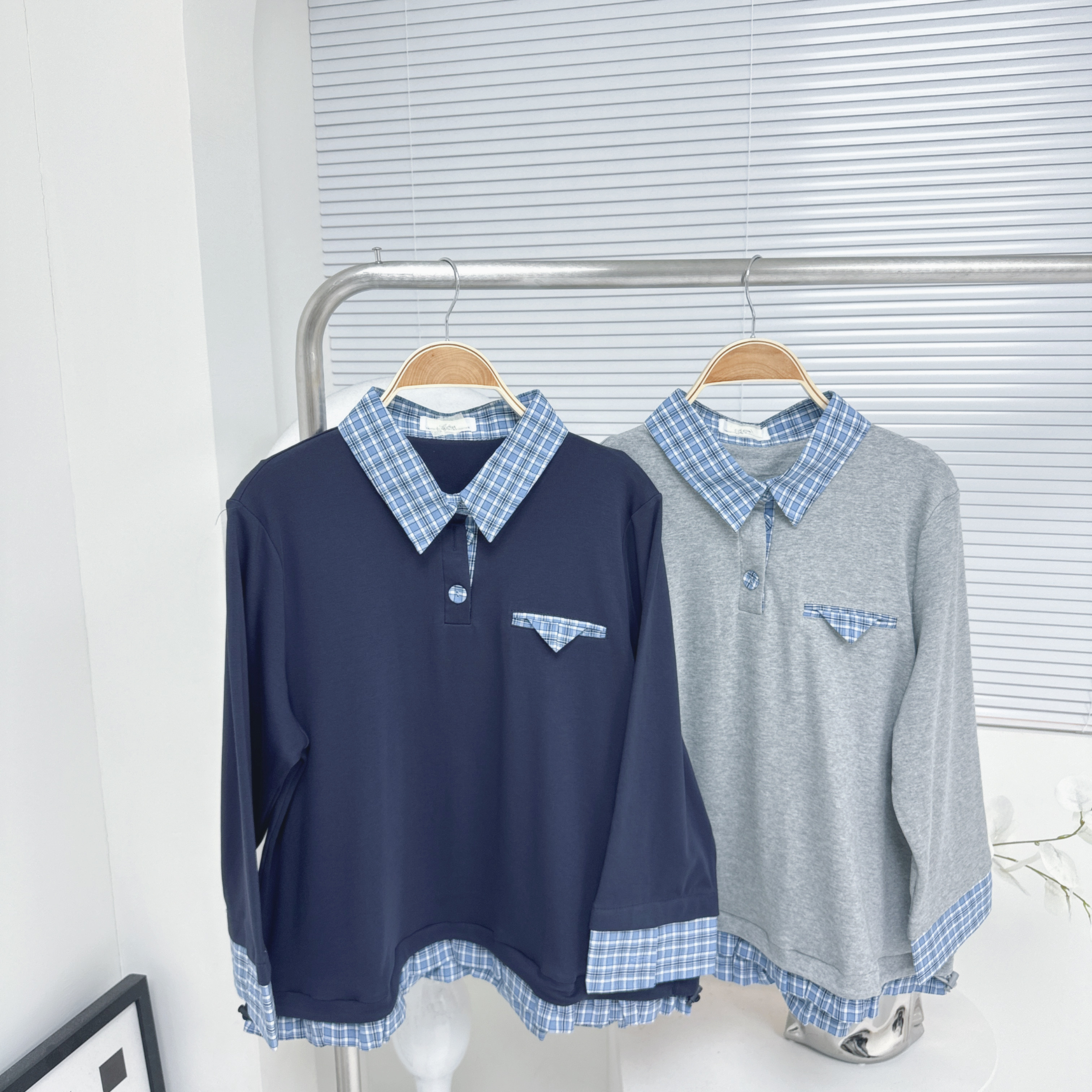 【廠家制】格仔邊索繩針織TOP