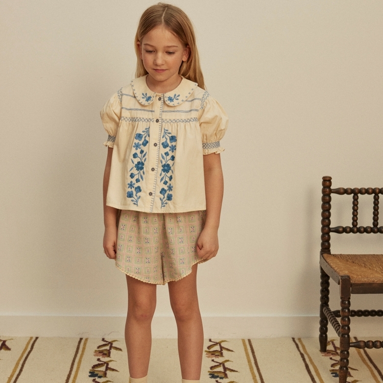 Apolina 文藝刺繡泡泡袖襯衫 HEIDI BLOUSE - CREAM