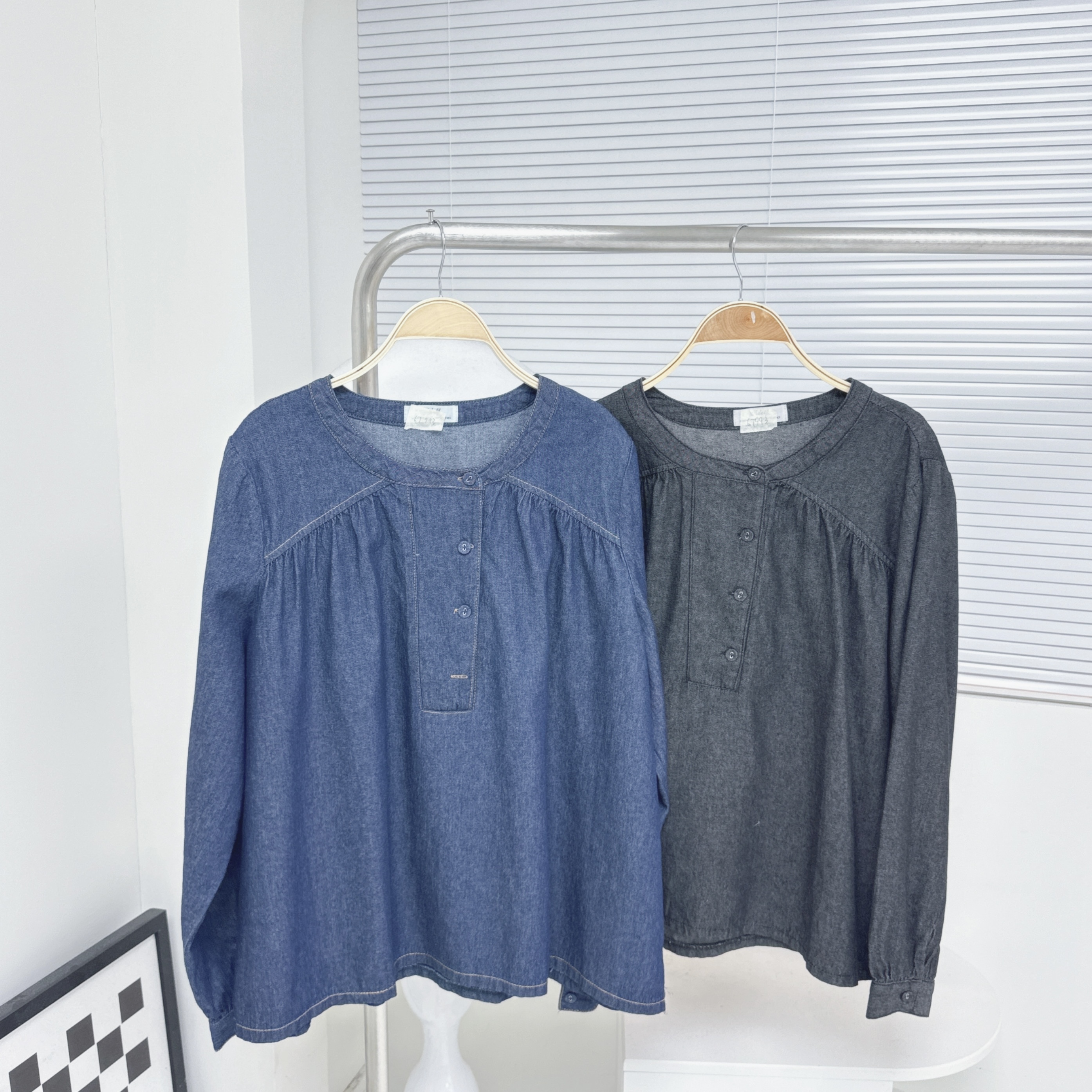 【廠家制】圓領牛仔半鈕TOP