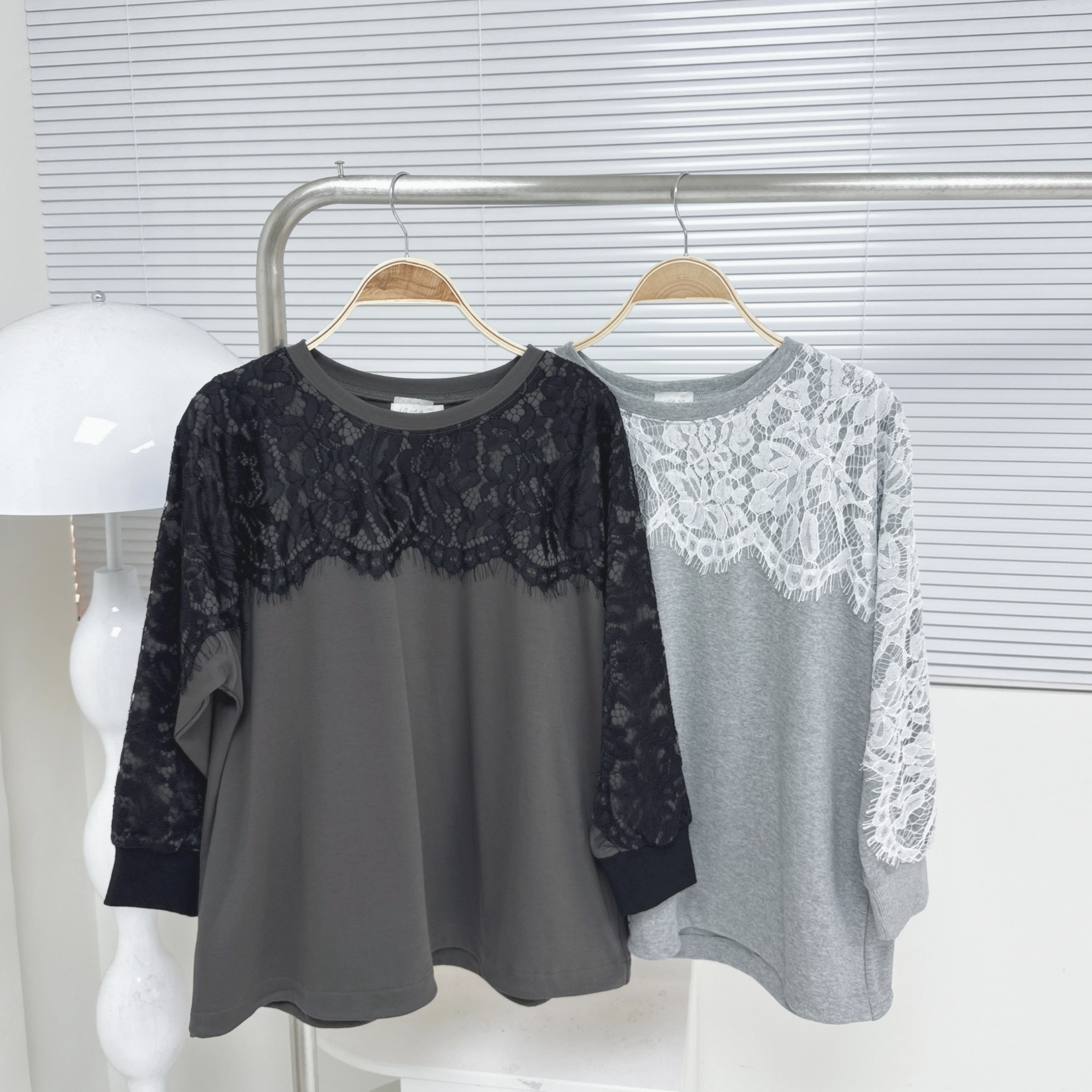 【廠家制】拼Lace中袖TOP