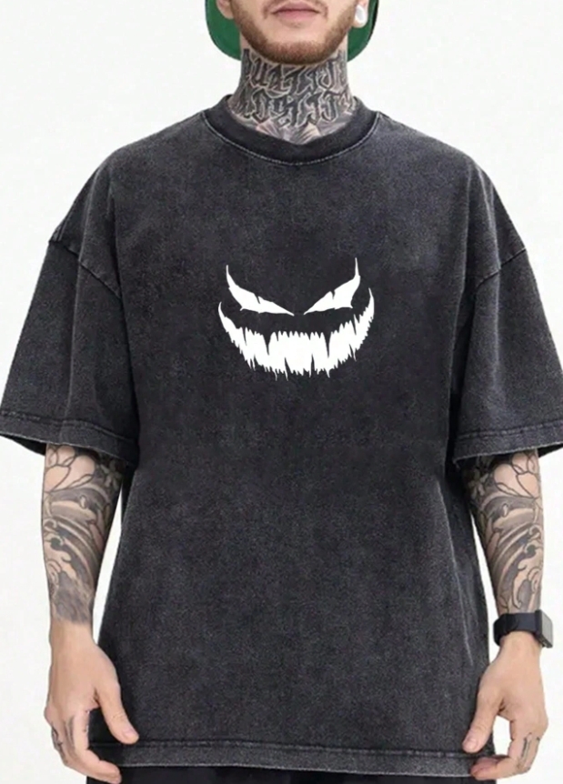 KADMAX大尺碼-大碼男街頭水洗惡魔短袖TEE〈KSMS2762〉