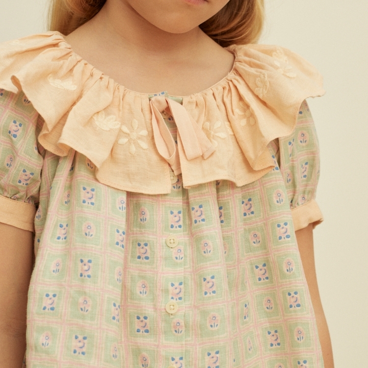 Apolina 優雅玫瑰花瓣領襯衫 ZABINA BLOUSE - ROSEPANEL MINT