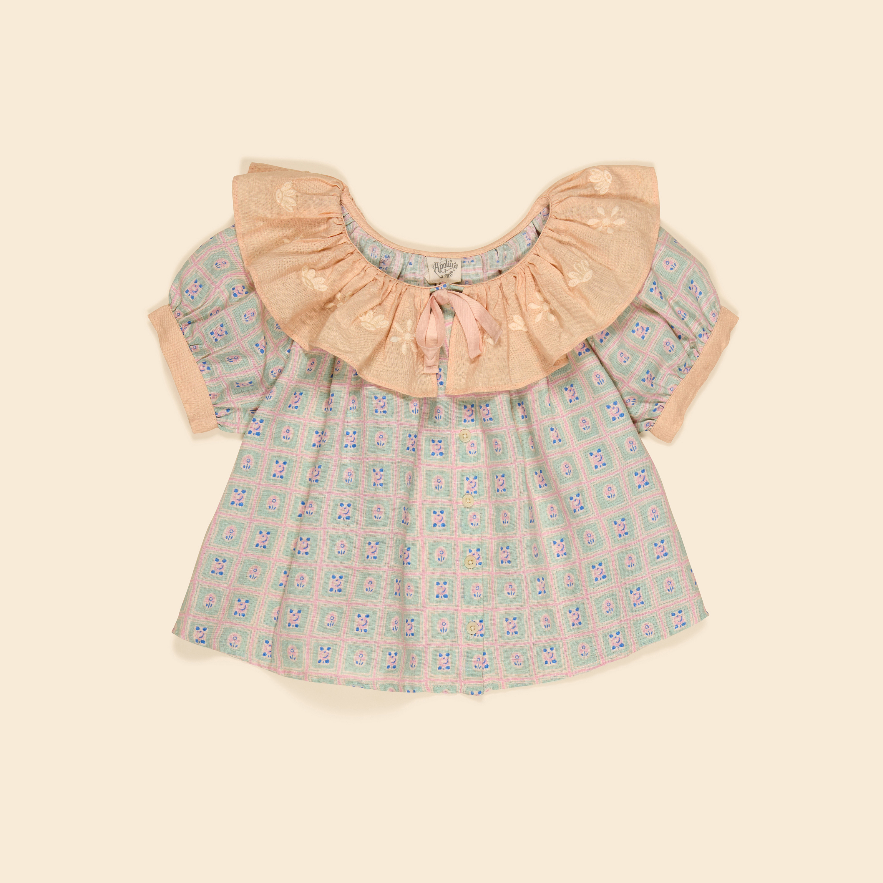 Apolina 優雅玫瑰花瓣領襯衫 ZABINA BLOUSE - ROSEPANEL MINT