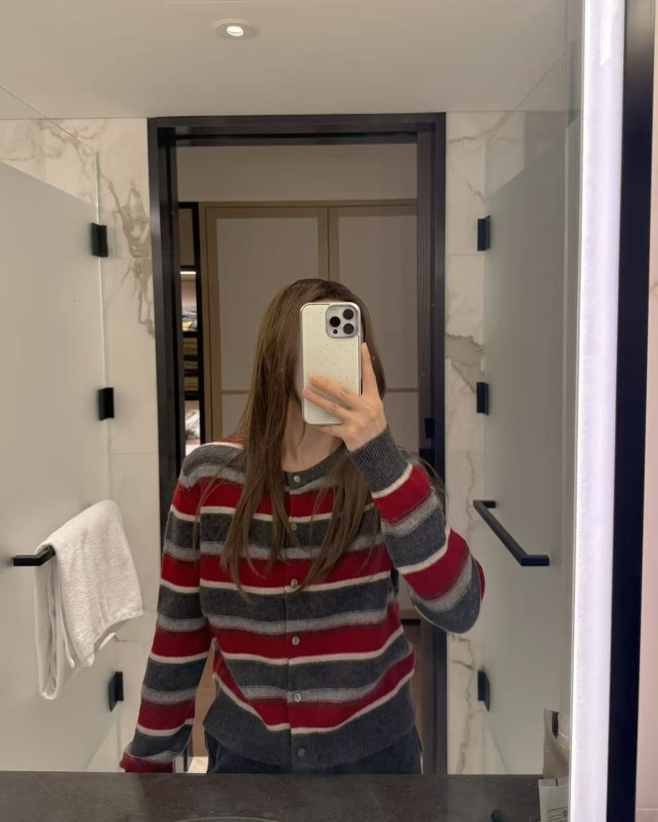 708 正韓純羊毛條紋針織開衫