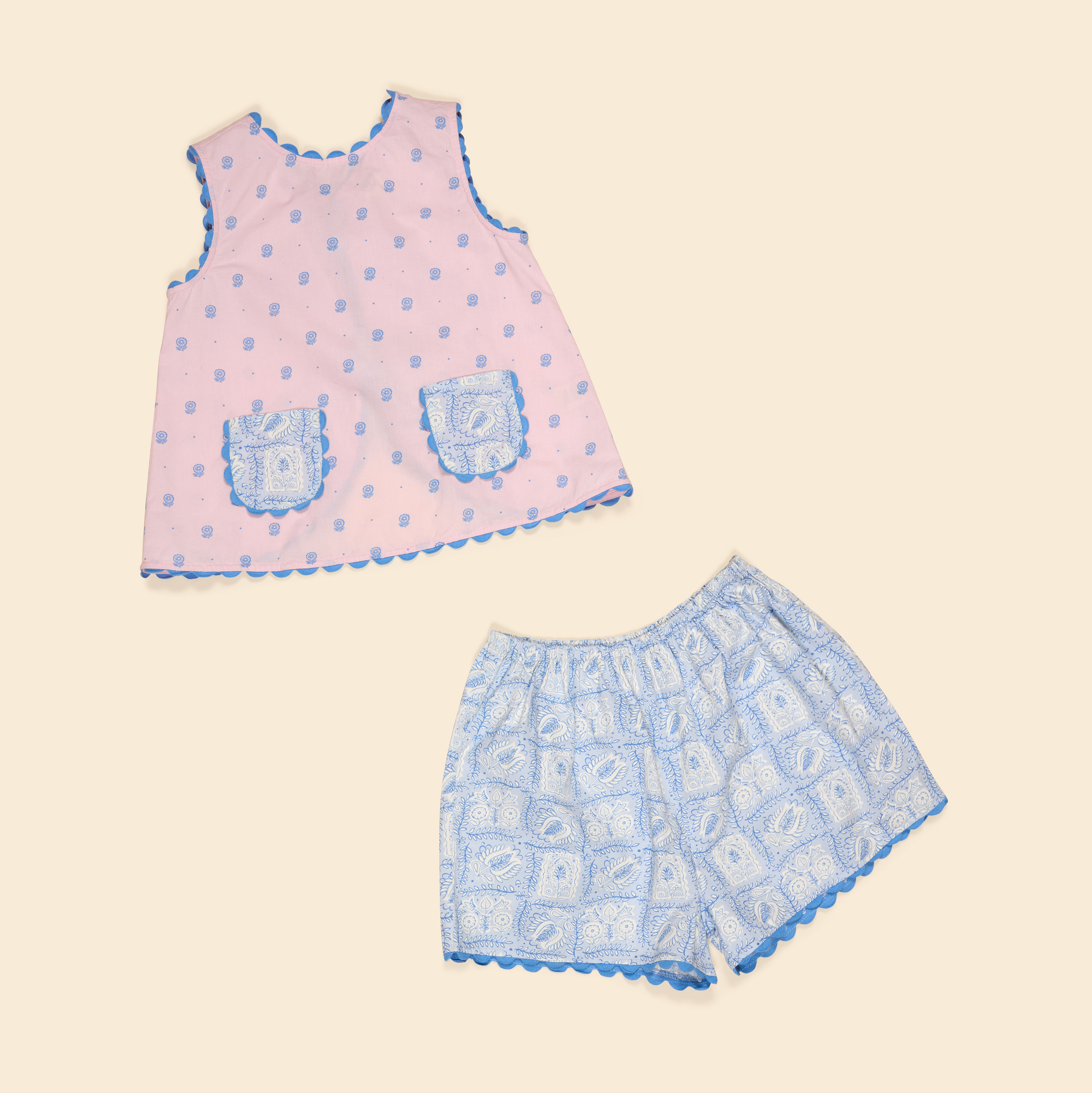 Apolina 後綁帶混搭印花套裝 JUNI SHORT SET - STUDIO CALICO PINK/STUDIO FLORAL