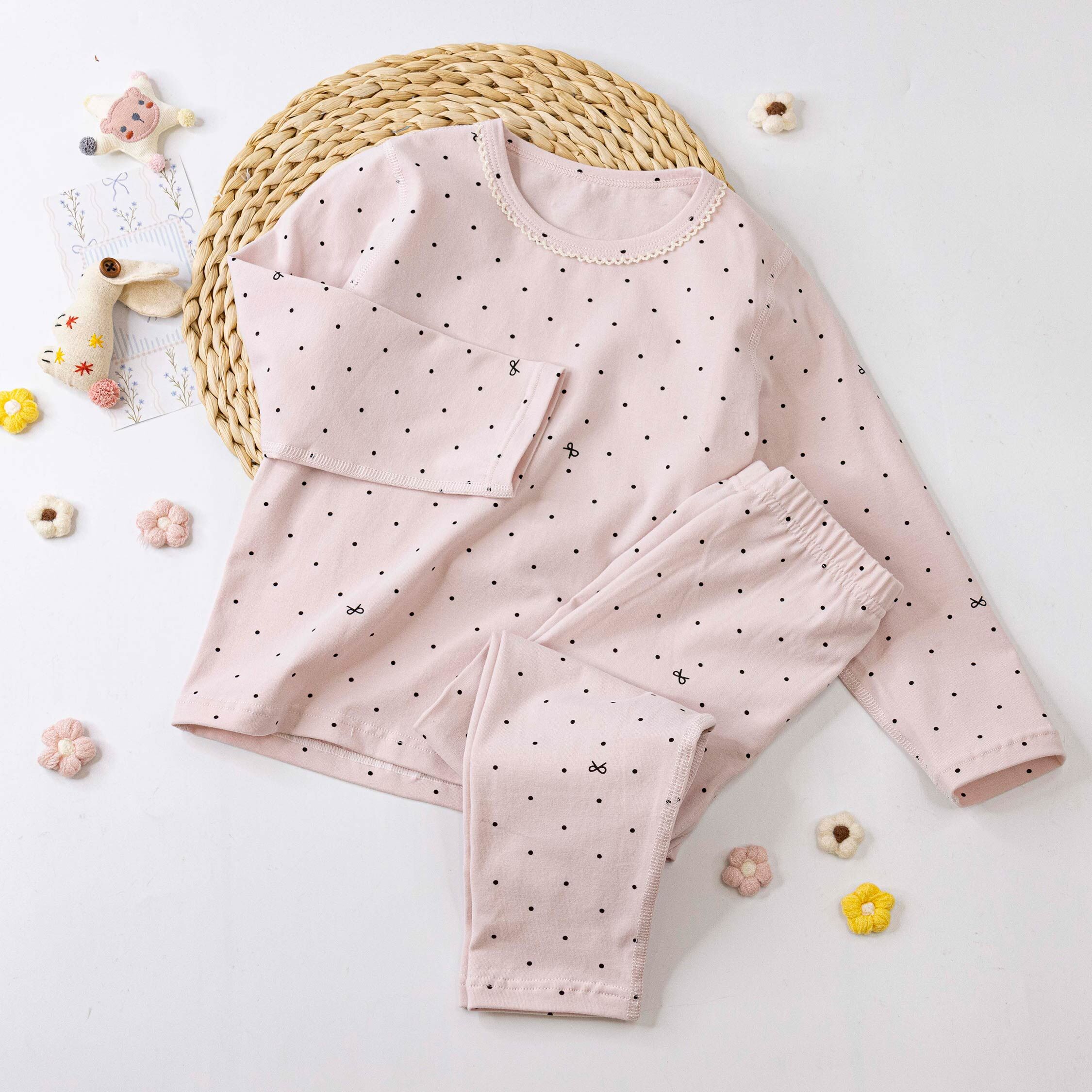 衣拉語【JL5566】氣質蝴蝶結小圓點睡衣套裝