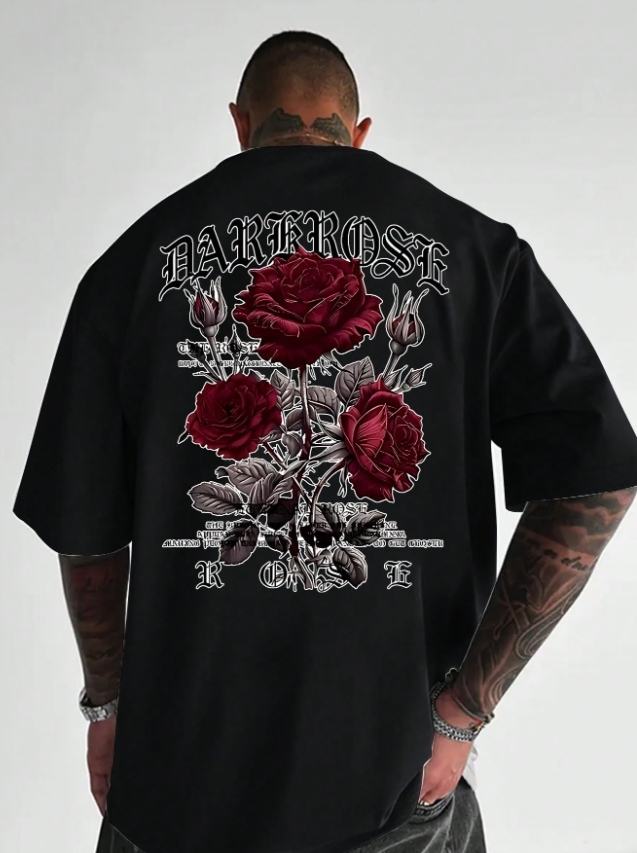 KADMAX大尺碼-大碼男街頭美式硬派玫瑰短袖TEE〈KSMS2763〉