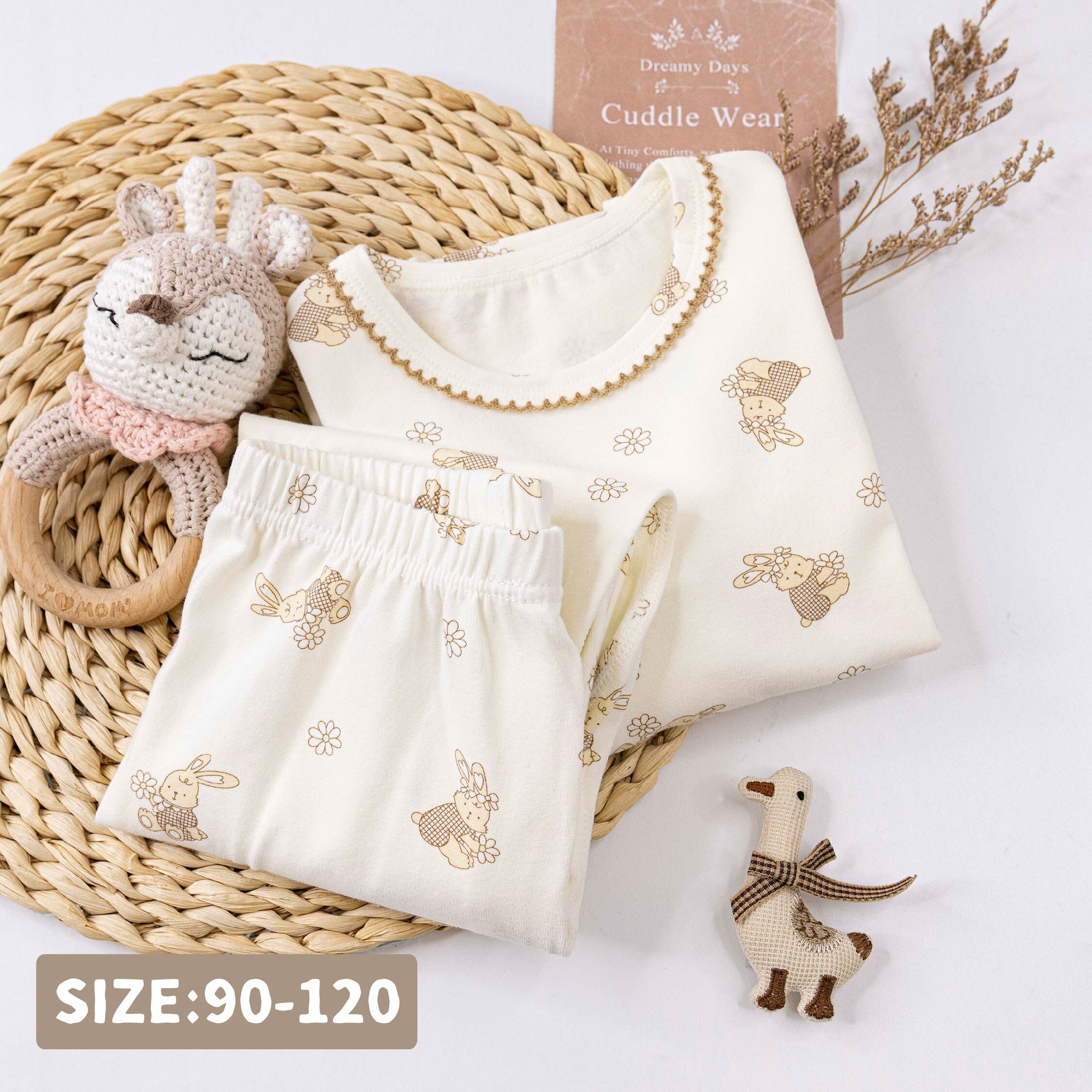 衣拉語【JL5552】童趣滿版花朵小兔睡衣套裝