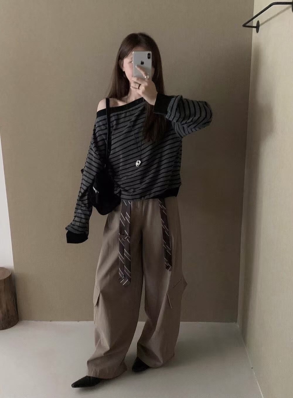 705 附絲巾工裝褲