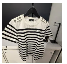 [S] KARL LAGERFELD SOFT WHITE/BLACK SHORT SLEEVE STRIPED KARL TEE, L5KHZB31-G2L (SKL1563)