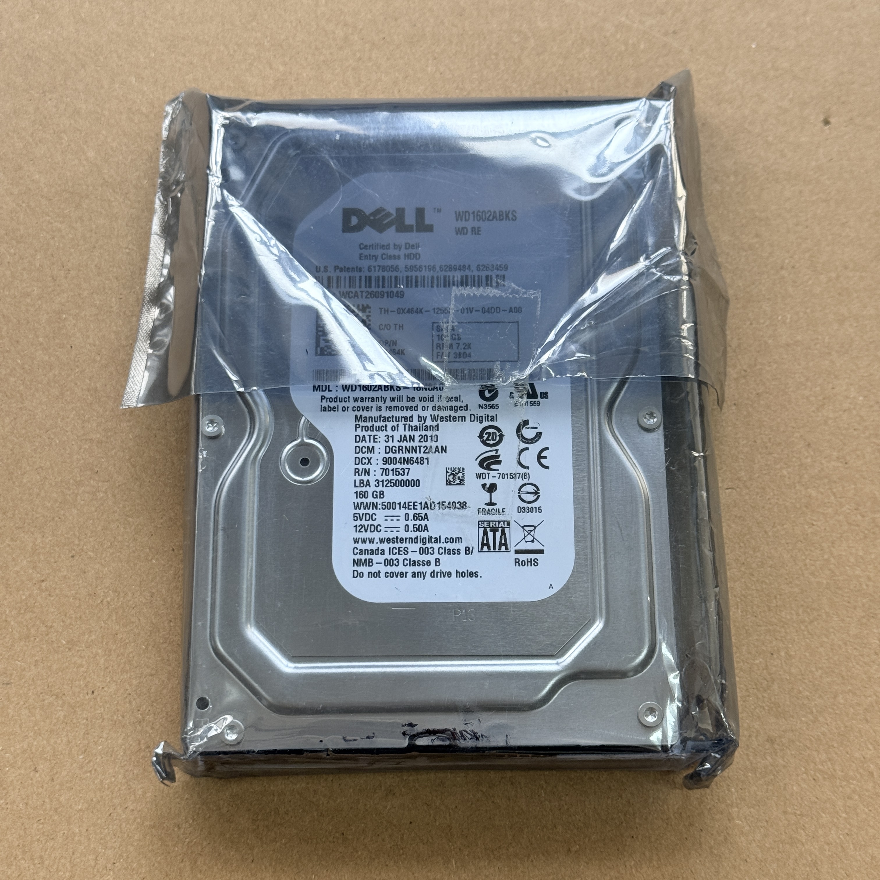 7U488 DELL 3.5" 160GB 7.2K SATA HDD (翻新)