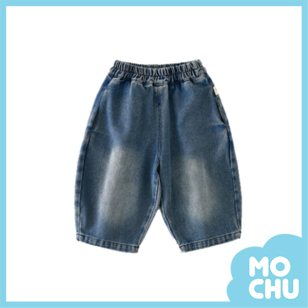 水洗闊腿牛仔長褲