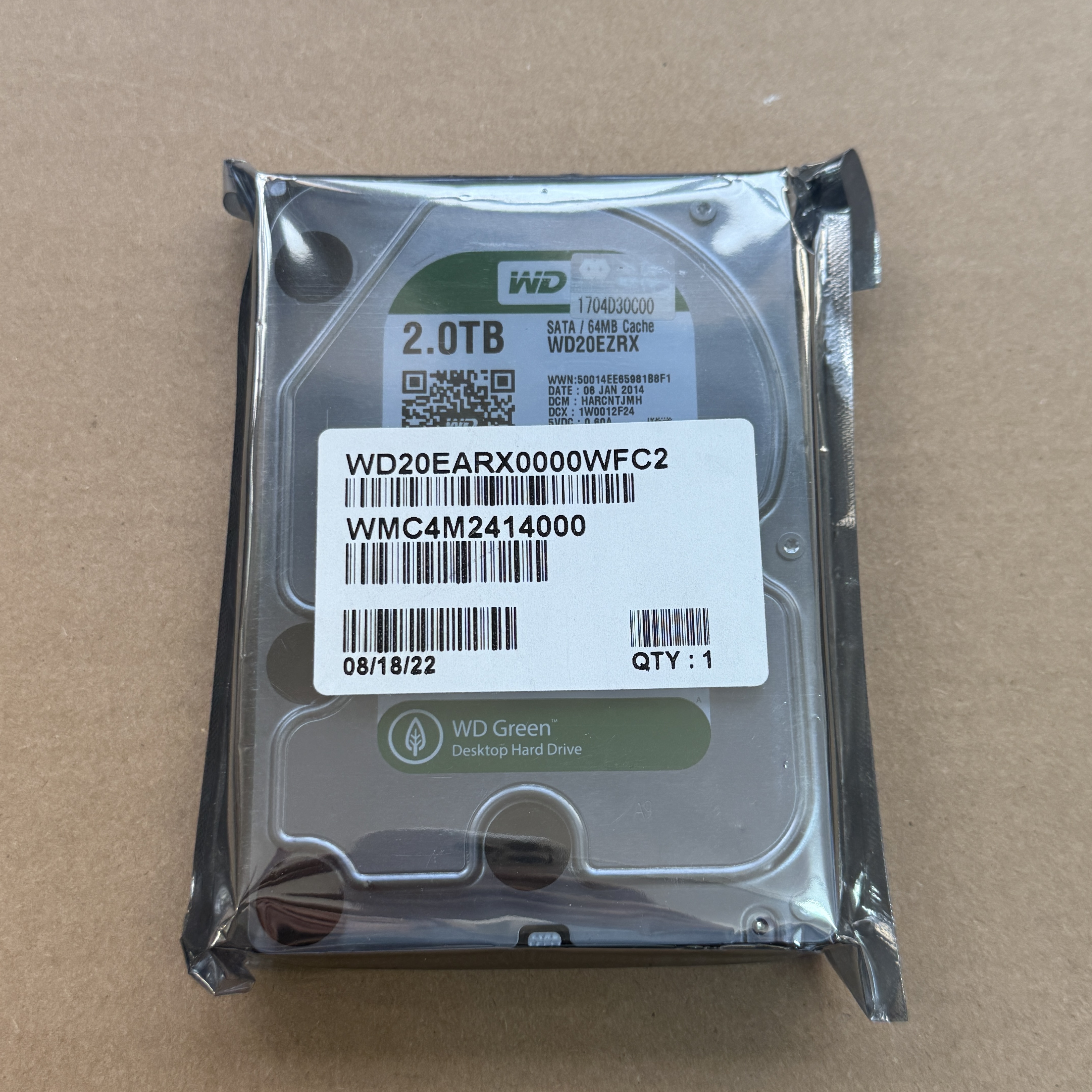 WD20EARX WD CAVIAR GREEN 2TB SATA 6GB/S 64M CACHE 5400-7200RPM (翻新)